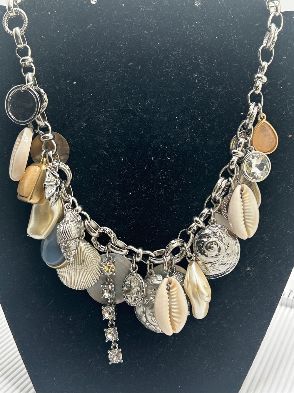White House Black Market Shell & Charm Semi-Precious Necklace